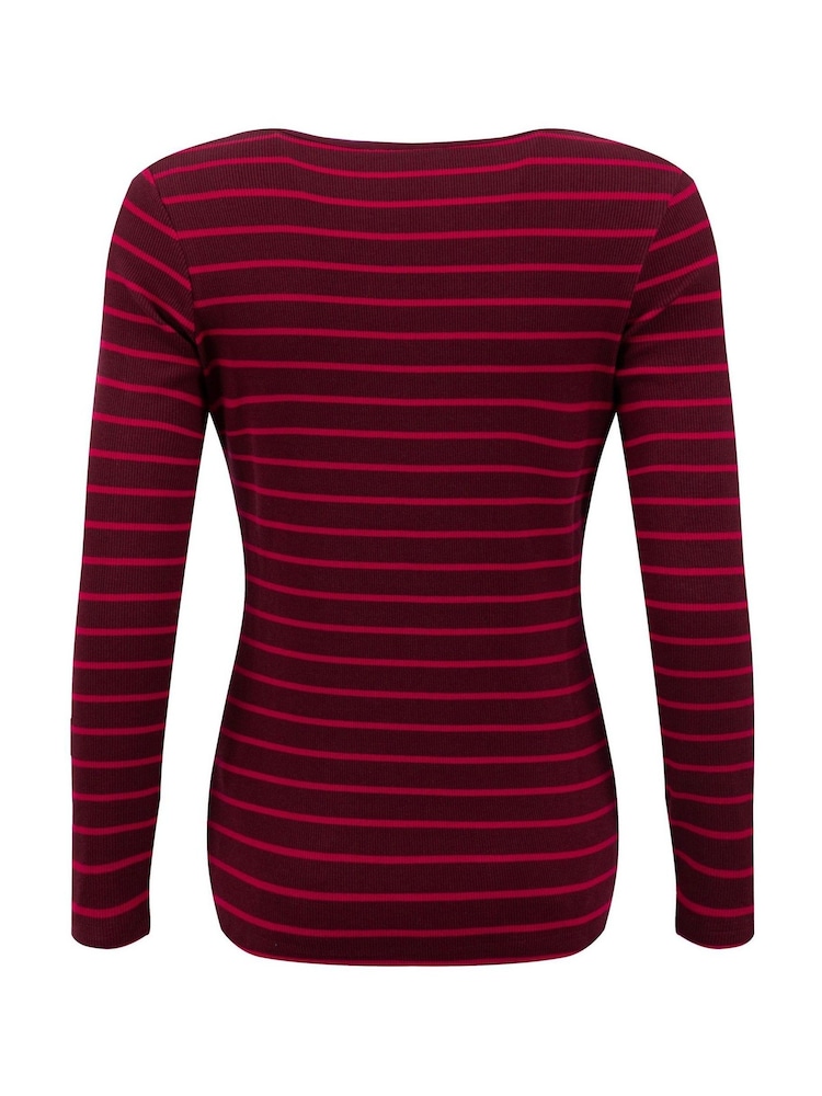 Weird Fish Red Blaine Cotton Stripe Ribbed Long Sleeve Outfitter T-Shirt - Image 7 of 7 Weird Fish Red Blaine Cotton Stripe Ribbed Long Sleeve Outfitter T-Shirt - Image 7 of 7