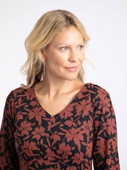 Weird Fish Brown Arielle Printed Jersey 3/4 Sleeve Tunic - Image 4 of 5