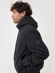 Threadbare Black Showerproof Jacket with Borg Lined Hoodie - Image 2 of 5