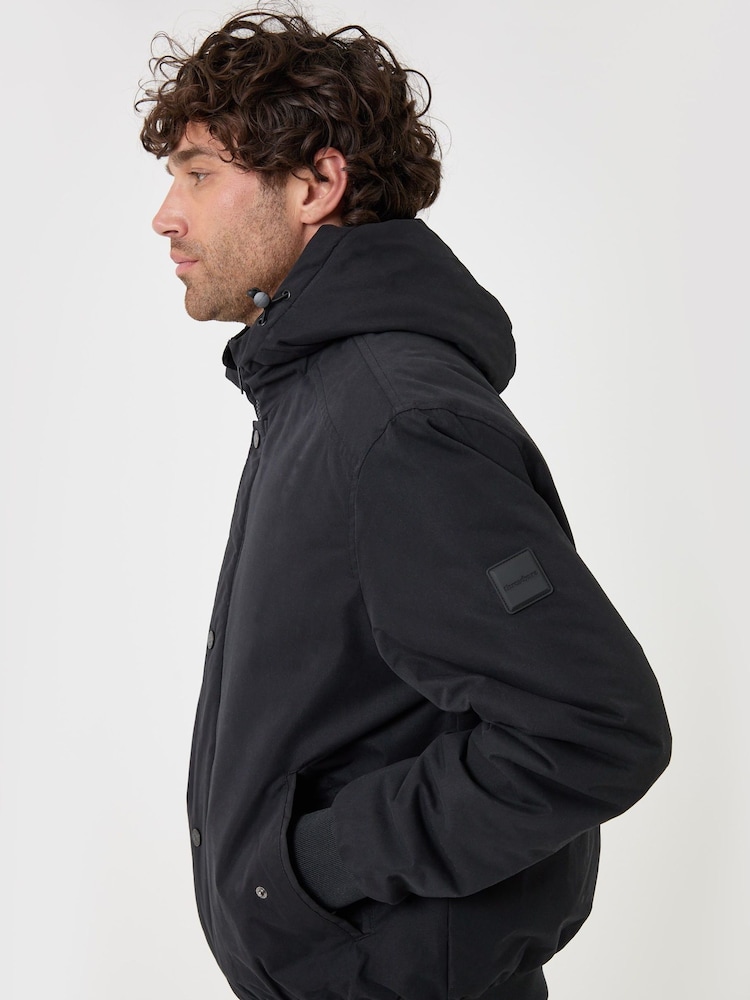 Threadbare Black Showerproof Jacket with Borg Lined Hoodie - Image 2 of 5 Threadbare Black Showerproof Jacket with Borg Lined Hoodie - Image 2 of 5