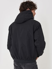 Threadbare Black Showerproof Jacket with Borg Lined Hoodie - Image 3 of 5