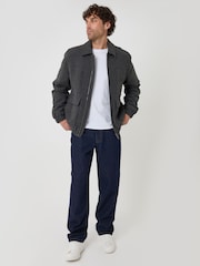 Threadbare Grey Herringbone Faux Wool Collared Jacket - Image 3 of 5