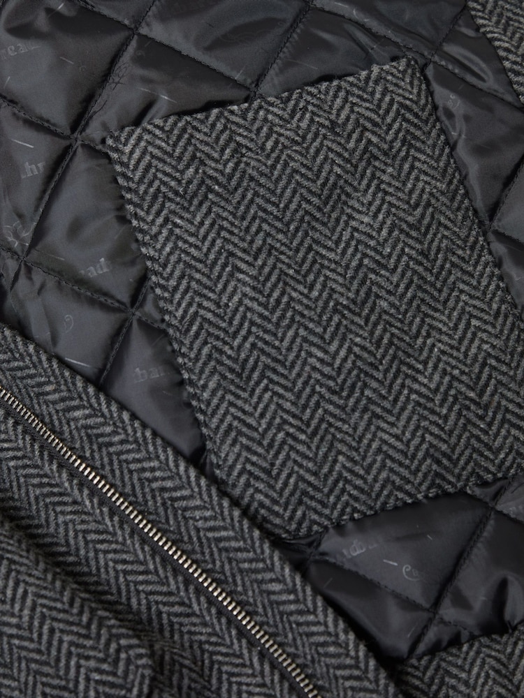 Threadbare Grey Herringbone Faux Wool Collared Jacket - Image 5 of 5 Threadbare Grey Herringbone Faux Wool Collared Jacket - Image 5 of 5