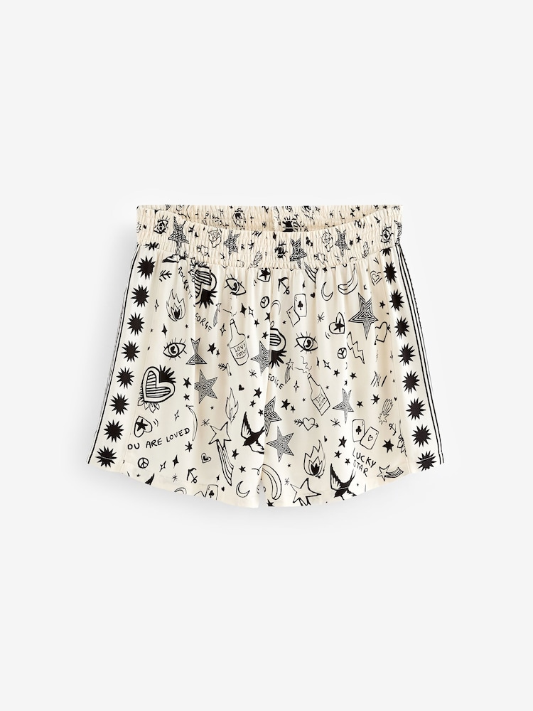 Rockett St George Ecru Cream Line Drawing Print Viscose Cami and Shorts Set - Image 10 of 10