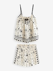 Rockett St George Ecru Cream Line Drawing Print Viscose Cami and Shorts Set - Image 7 of 10