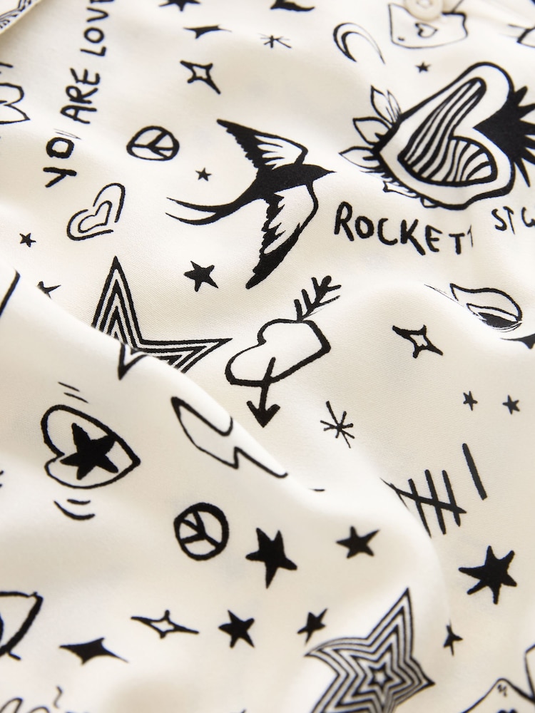 Rockett St George Ecru Cream Woven Button Through Pyjamas - Image 10 of 10