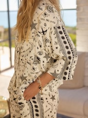 Rockett St George Ecru Cream Woven Button Through Pyjamas - Image 5 of 10