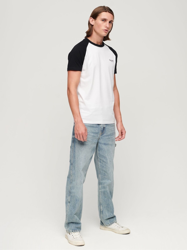 Superdry White Essential Logo Baseball T-Shirt - Image 4 of 7