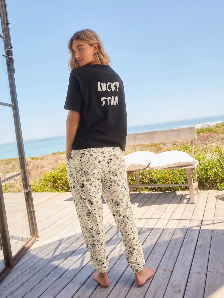 Rockett St George Ecru Line Drawing Print 100% Cotton Pyjamas - Image 2 of 5
