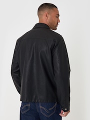 Threadbare Black Faux Leather Zip Up Collared Jacket - Image 3 of 5
