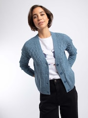 Weird Fish Blue Amiens Mixed Stitch Cardigan - Image 1 of 7