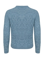 Weird Fish Blue Amiens Mixed Stitch Cardigan - Image 7 of 7