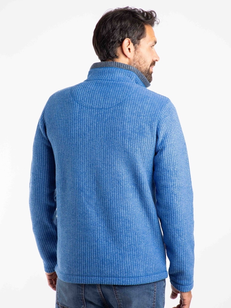 Modrá - Weird Fish Newark Quarter Zip Grid Fleece - Obrázek 2 z 6