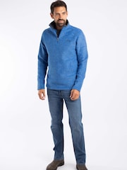Modrá - Weird Fish Newark Quarter Zip Grid Fleece - Obrázek 3 z 6