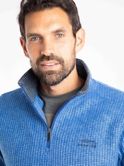 Modrá - Weird Fish Newark Quarter Zip Grid Fleece - Obrázek 4 z 6
