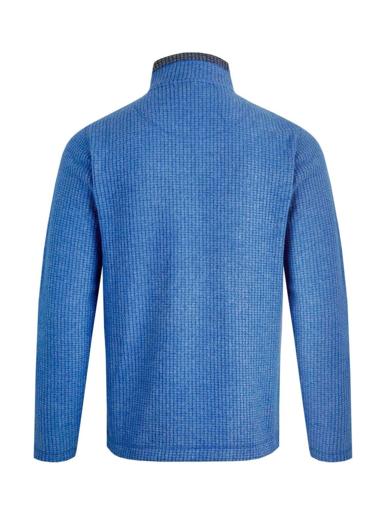 Modrá - Weird Fish Newark Quarter Zip Grid Fleece - Obrázek 6 z 6