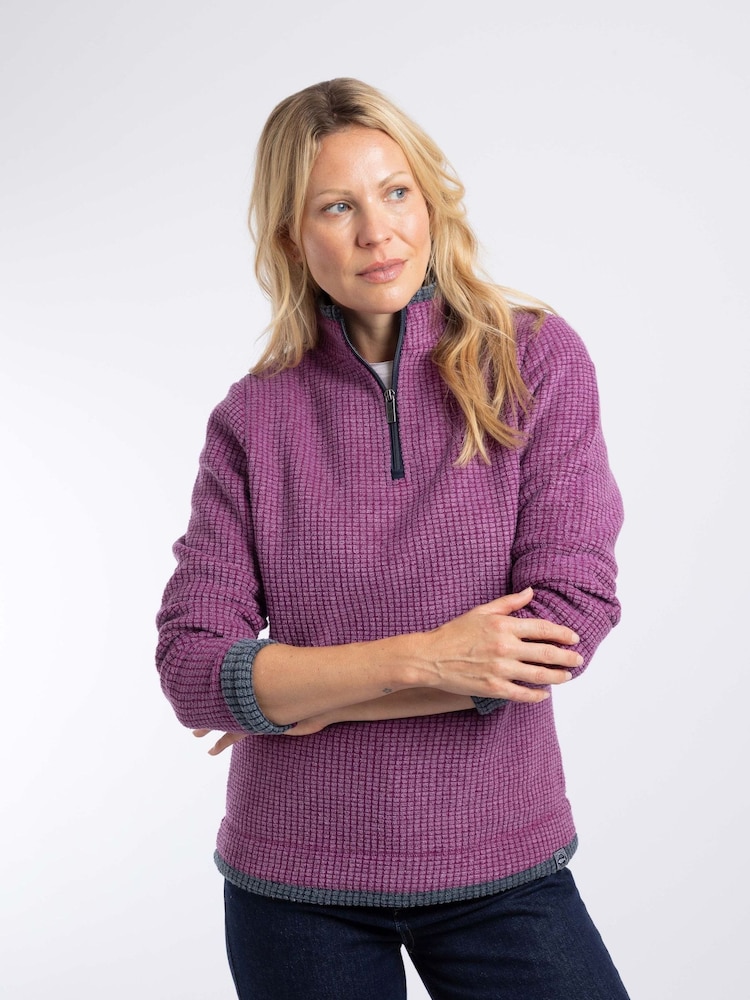 Paars - Weird Fish Beye Quarter Zip Grid Fleece - Afbeelding 1 van 7