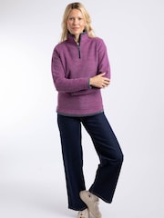 Paars - Weird Fish Beye Quarter Zip Grid Fleece - Afbeelding 3 van 7