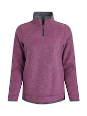 Paars - Weird Fish Beye Quarter Zip Grid Fleece - Afbeelding 6 van 7