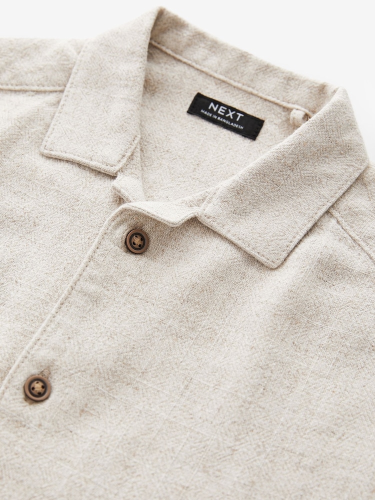 Neutral Short Sleeve Lightweight Linen Blend Shirt (3mths-7yrs) - Image 1 of 6
