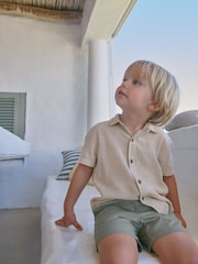 Neutral Short Sleeve Lightweight Linen Blend Shirt (3mths-7yrs) - Image 2 of 6