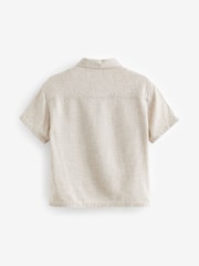 Neutral Short Sleeve Lightweight Linen Blend Shirt (3mths-7yrs) - Image 6 of 6