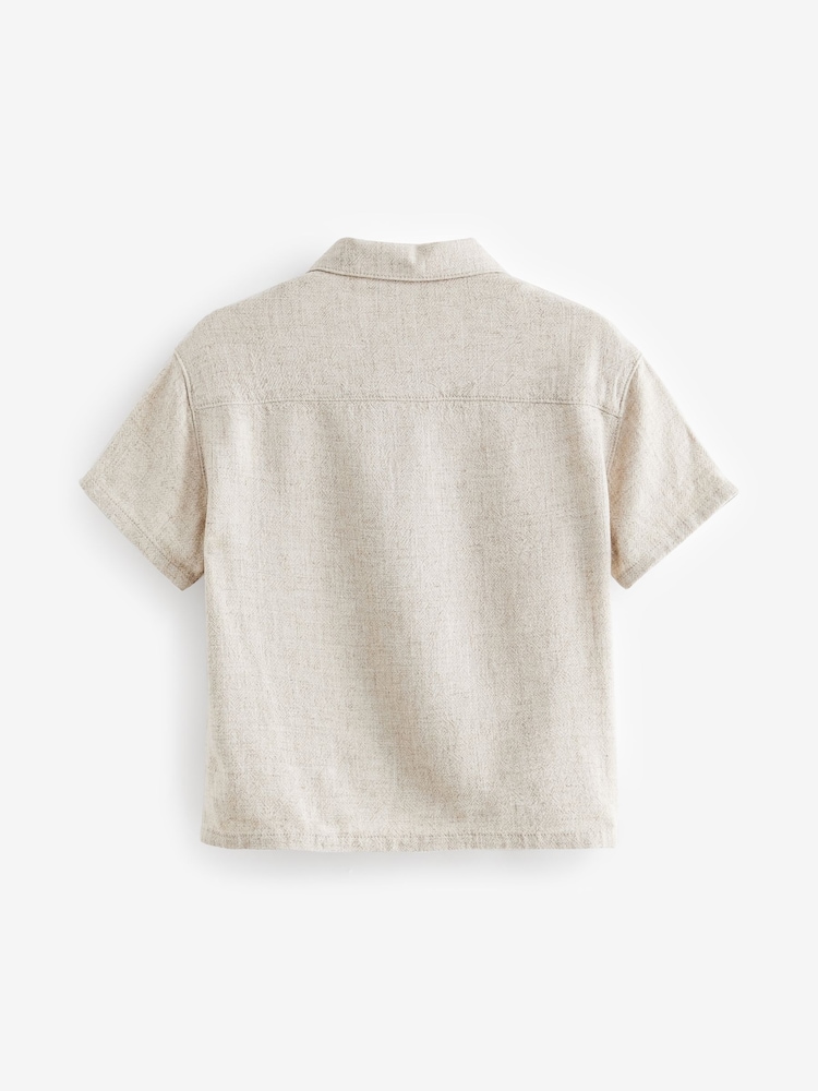 Neutral Short Sleeve Lightweight Linen Blend Shirt (3mths-7yrs) - Image 6 of 6
