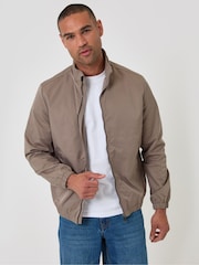 Marrón - Chaqueta Harrington impermeable con zíper Threadbare - Imagen 1 de 5