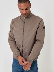 Marrón - Chaqueta Harrington impermeable con zíper Threadbare - Imagen 2 de 5