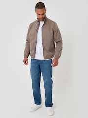 Marrón - Chaqueta Harrington impermeable con zíper Threadbare - Imagen 4 de 5