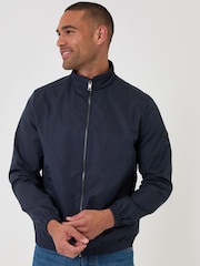 Azul - Chaqueta Harrington impermeable con zíper Threadbare - Imagen 1 de 5