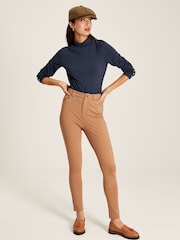 Joules Amy Navy Blue Long Sleeve High Neck Jersey Top - Image 3 of 5