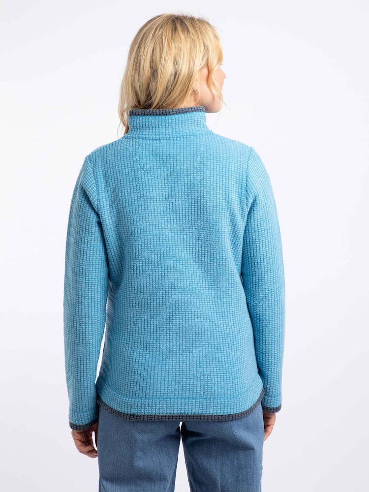 Hemelsblauw - Weird Fish Beye Quarter Zip Grid Fleece - Afbeelding 2 van 7