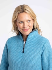 Hemelsblauw - Weird Fish Beye Quarter Zip Grid Fleece - Afbeelding 4 van 7
