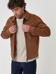 Threadbare Brown Faux Suede Collared Jacket - Image 2 of 5