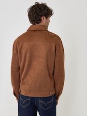 Threadbare Brown Faux Suede Collared Jacket - Image 3 of 5