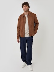 Threadbare Brown Faux Suede Collared Jacket - Image 4 of 5