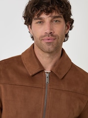 Threadbare Brown Faux Suede Collared Jacket - Image 5 of 5