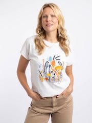 Off White - Weird Fish Wildflowers Front Print Cotton Graphic T-Shirt - 6的图像1｝