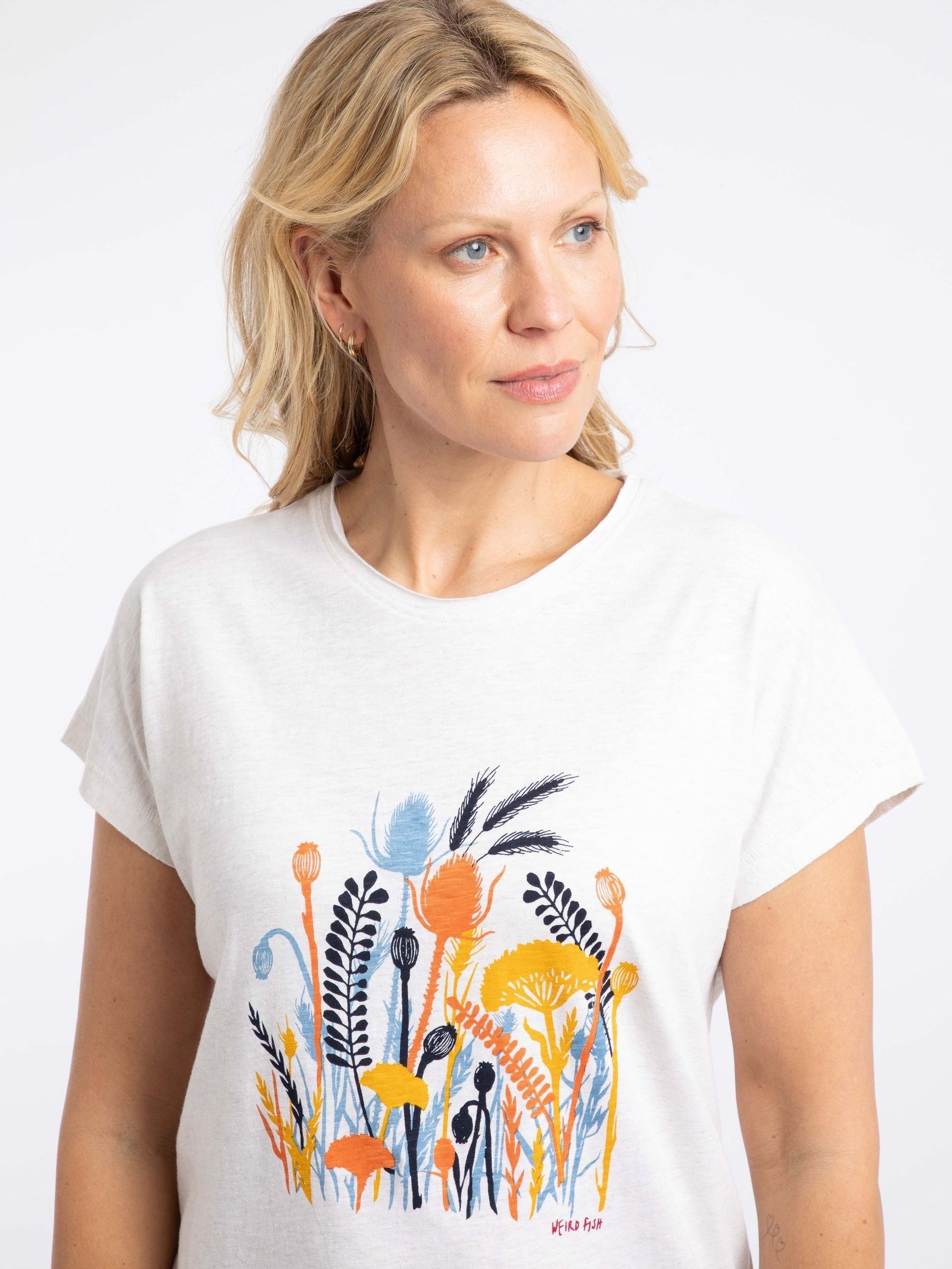 Unusual Fish Images Buy Off White - Weird Fish Wildflowers Front Print Cotton Graphic T ...