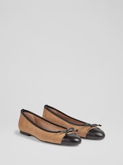 LK Bennett Natural Leather And Patent Kara Toe Cap Ballerinas - Image 2 of 4