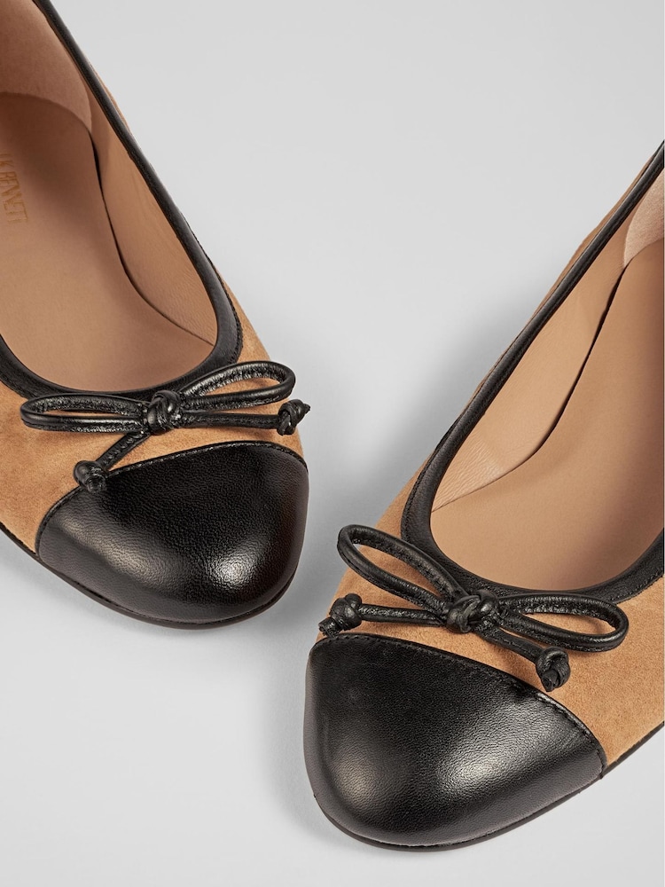 LK Bennett Natural Leather And Patent Kara Toe Cap Ballerinas - Image 4 of 4