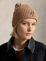 Polo Ralph Lauren Brown Bear Knit Beanie - Image 1 of 3