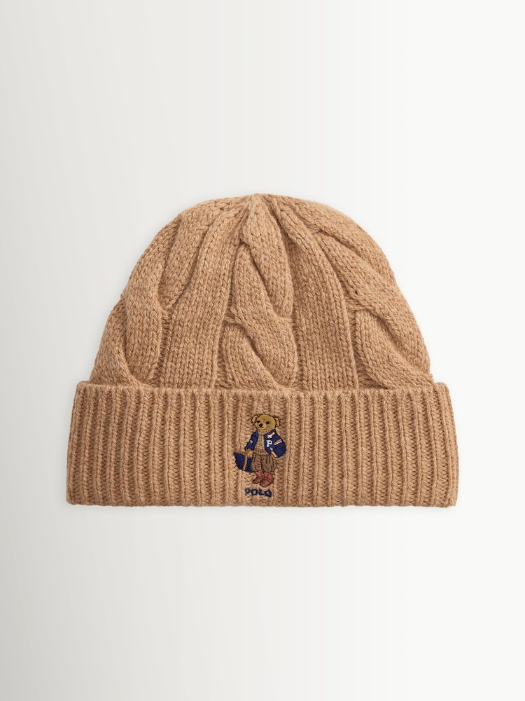 Polo Ralph Lauren Brown Bear Knit Beanie - Image 2 of 3