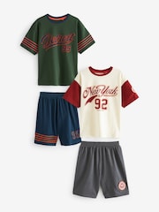 Red/Green Varsity Short Pyjamas 2 Pack (3-16yrs) - Image 4 of 8
