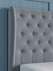 Laura Ashley Hayden Velvet Steel Grey Chatsworth Bed Upholstered - Image 3 of 5