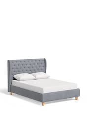 Laura Ashley Hayden Velvet Steel Grey Chatsworth Bed Upholstered - Image 5 of 5