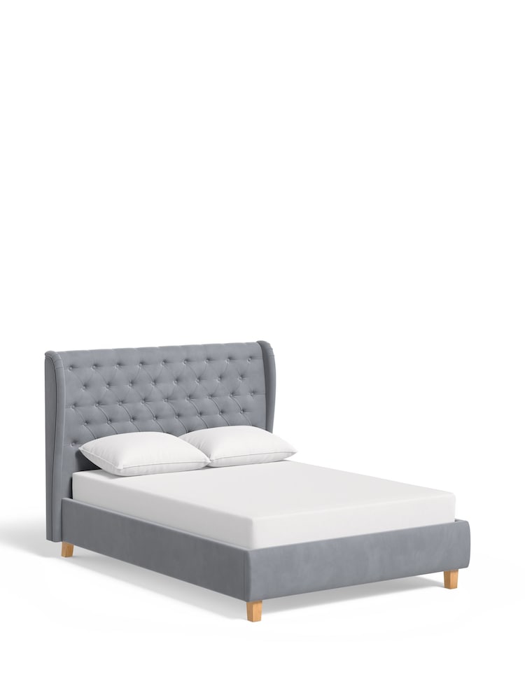 Laura Ashley Hayden Velvet Steel Grey Chatsworth Bed Upholstered - Image 5 of 5