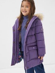 FatFace Purple Longline Padded Coat - Image 1 of 4