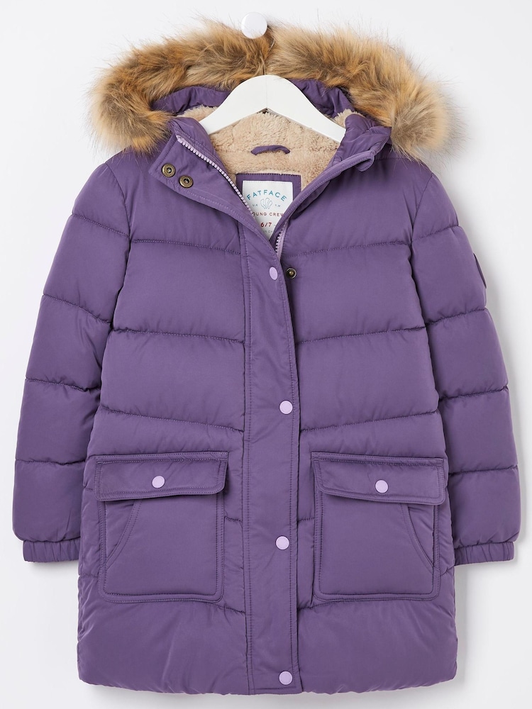 FatFace Purple Longline Padded Coat - Image 4 of 4